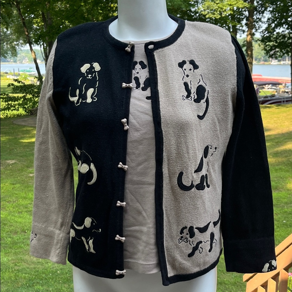 Christopher & Banks vintage dog jersey with coordinating dog sweater M